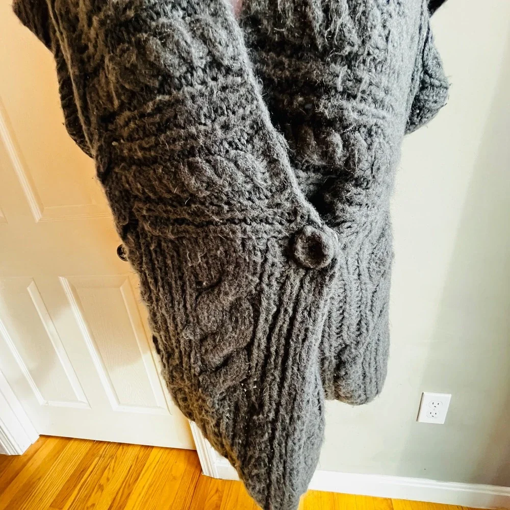 Kikit Women's Cable Knit Sweater Vest Cardigan Grey Size M Shawl CottageCore